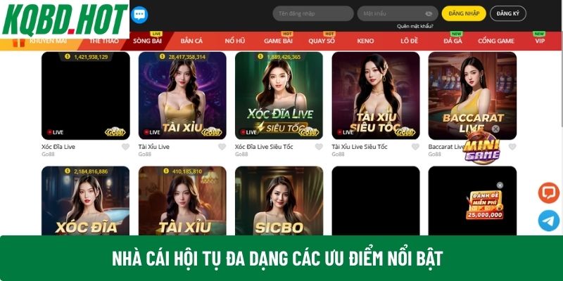 Nhà cái hội tụ đa dạng các ưu điểm nổi bật